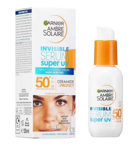 Garnier Ambre Solaire SPF 50+ Super UV Invisible Face Sun Cream Serum